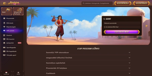 Alawin Casino VIP program na mobilnem telefonu