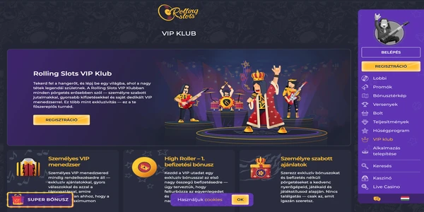 Rolling Slot Casino VIP program na mobilnem telefonu